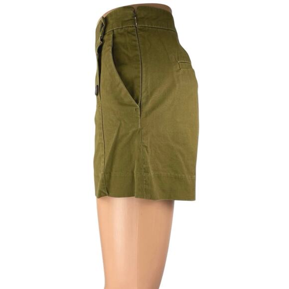 Banana Republic Women's Green Mid Rise Button Fly Mini Khaki Chino Shorts Size 2 - Picture 2 of 5